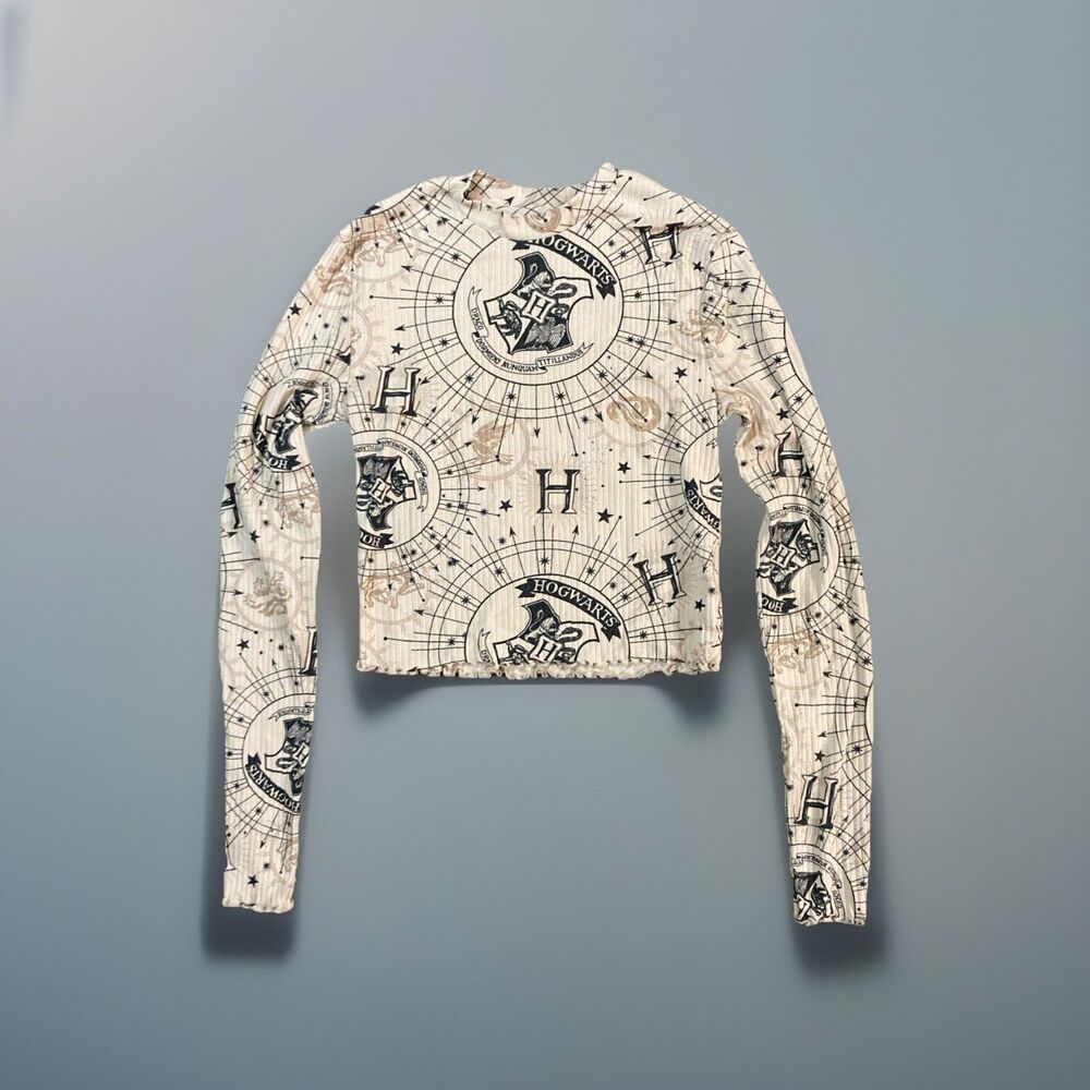 H&M Harry Potter Crop Long Sleeve Shirt Size 16/18 Juniors / Women's Small